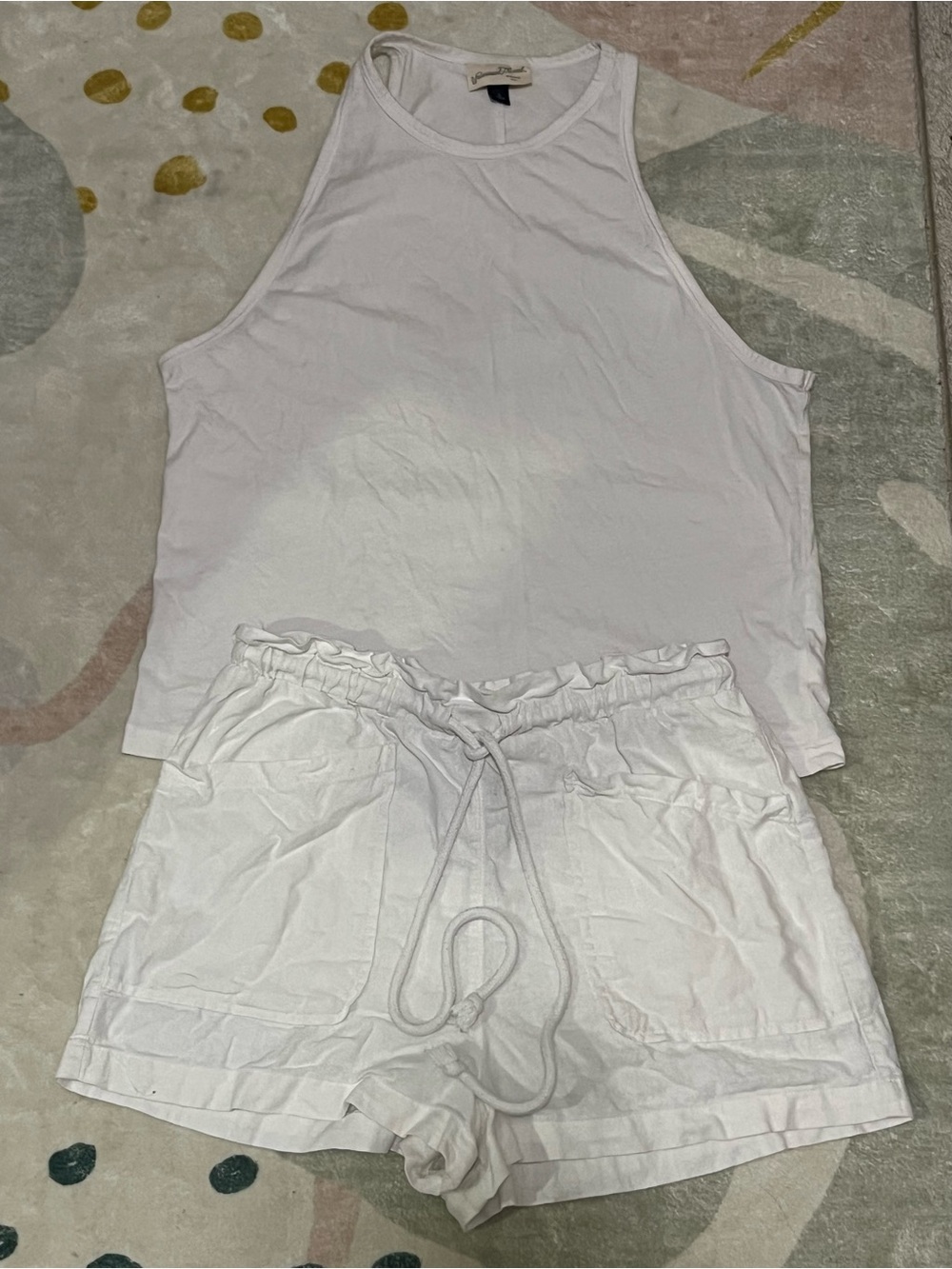 Universal Thread White Tank Top & Drawstring Shorts Sleep Set